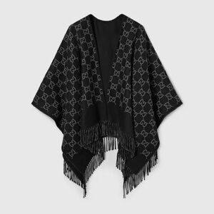 Gucci GG wool jacquard cape poncho